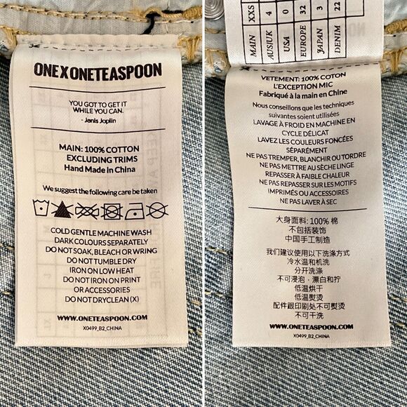 One X One Teaspoon Low Waist Short Jeans Rise Rigid Skinny Leg Light Blue 30 - Picture 10 of 10